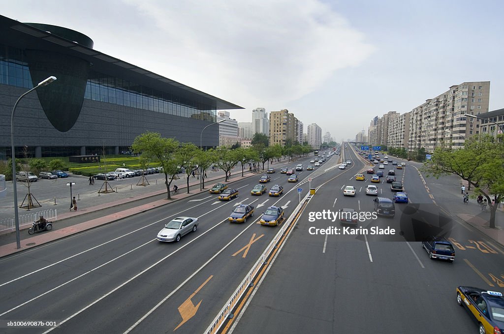 China, Beijing, Traffic, high angle view