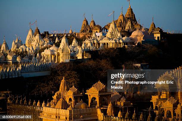 india, gujarat, palitana, jain temples on shatrunjaya hill - jain temple - fotografias e filmes do acervo