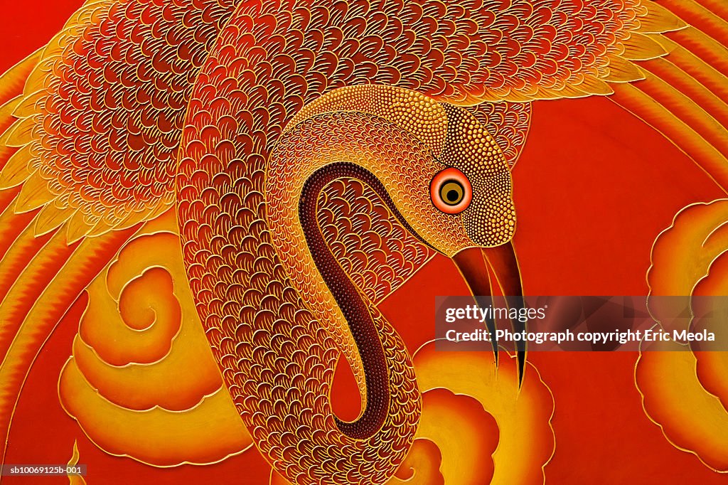 Phoenix bird on ceiling of Buddhist monastery