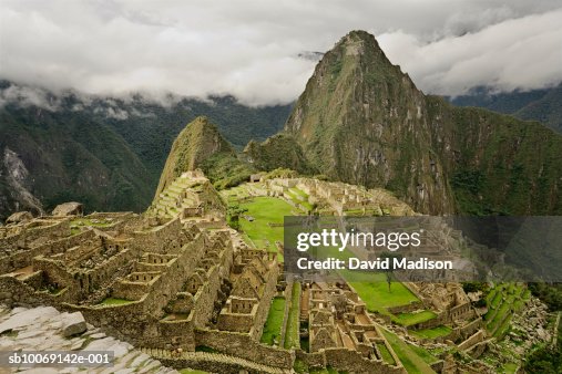 Peru, Cusco, Machu Picchu with Huayna Picchu peak in background Peru, Cusco, Machu Picchu with Huayna Picchu peak in background