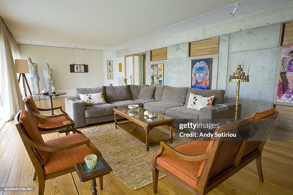 Living area of contemporary house