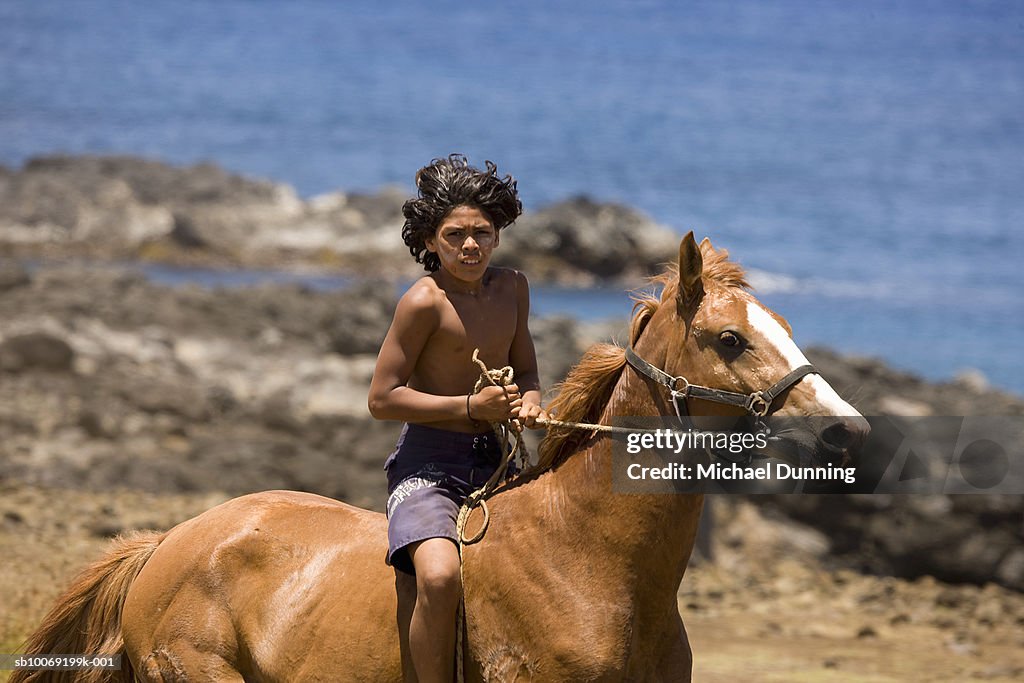 Easter Island, Native boy riding horse