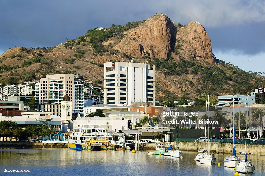 Australia, Queensland, Townsville, Sailboats moored at harbour