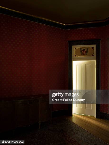 darkened room with light coming in through door - us open 個照片及圖片檔