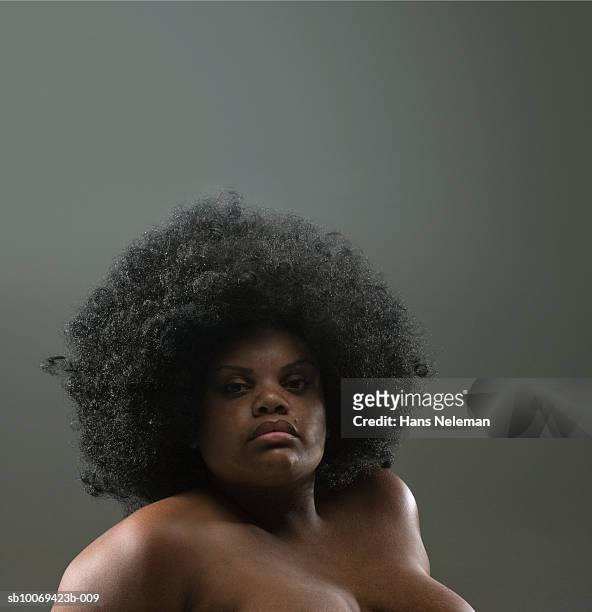 naked woman portrait, close-up - funny fat women 個照片及圖片檔
