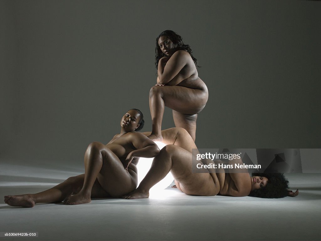 Naked women with glowing sphere, portrait