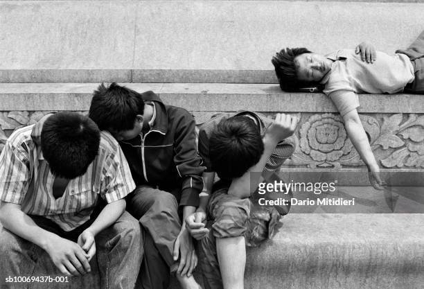 Beijing, China, Students in the early morning on Tiananmen Square, just days before the massacre in June, 1989.