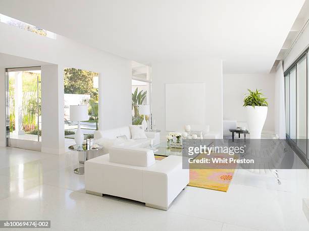modern living room - tidy room stock pictures, royalty-free photos & images