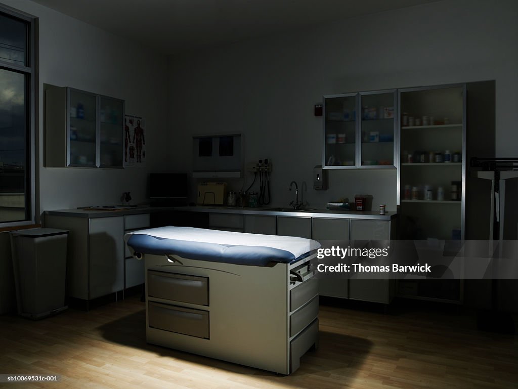 Empty examination room with spotlight