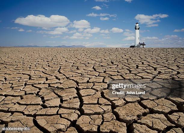 usa, california, sausalito, lighthouse on dry lake bed - dried lake bed stock pictures, royalty-free photos & images