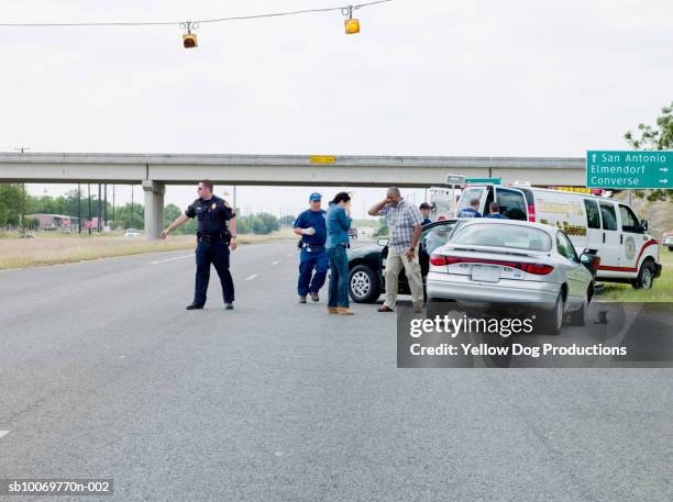 car accident on road - police rescue stock pictures, royalty-free photos & images