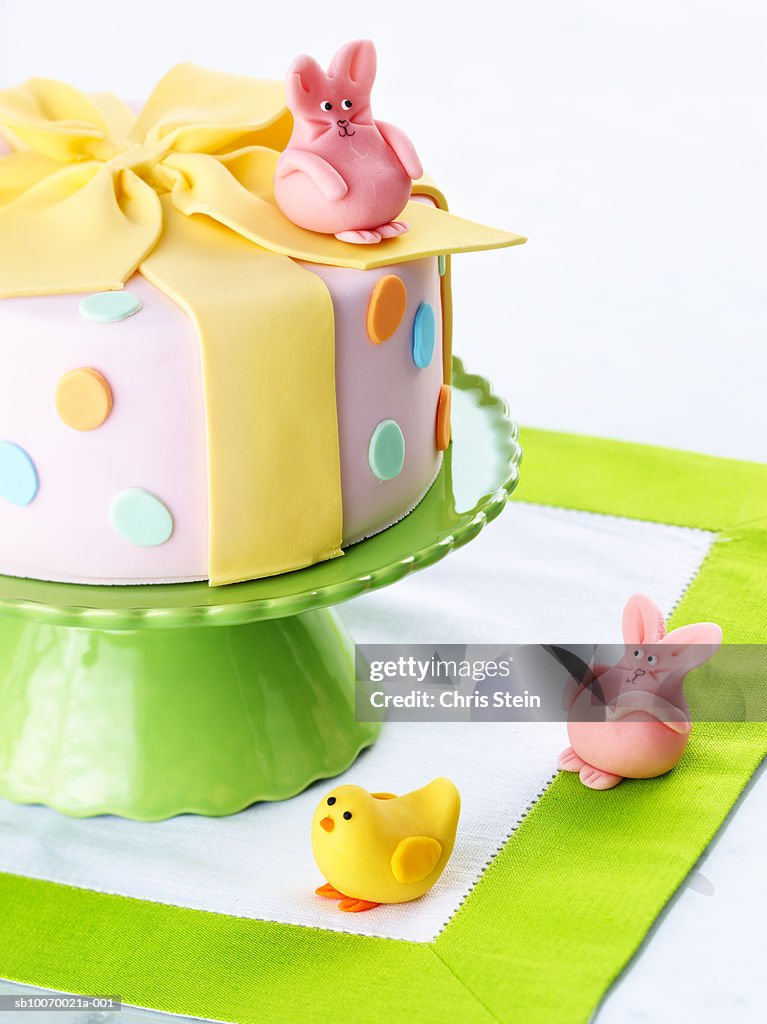 Easter cake and bunny, close-up