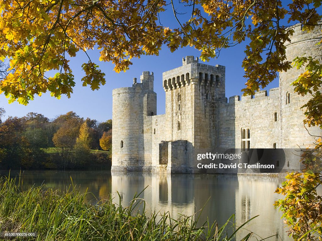 United Kingdom, England, East Sussex, Bodiam Castle and moat