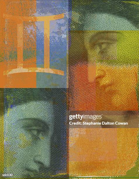 gemini the twins - astrologisches luftzeichen stock-grafiken, -clipart, -cartoons und -symbole