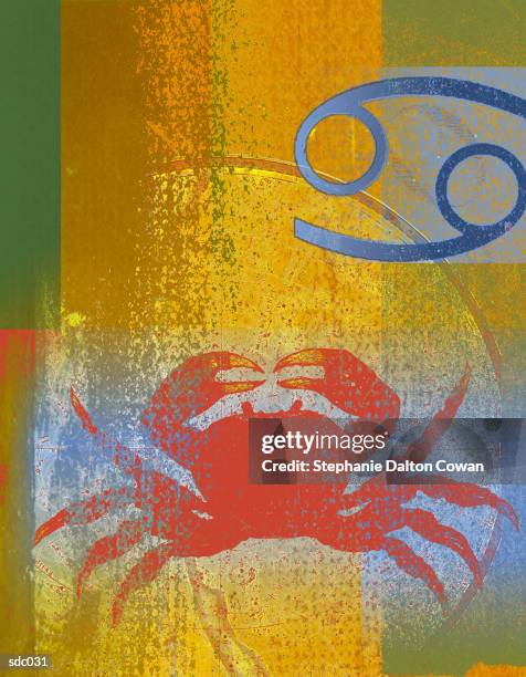 cancer the crab - zodiac water sign stock illustrations