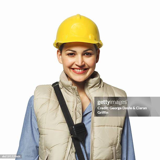 portrait of a construction worker - transceiver stock pictures, royalty-free photos & images