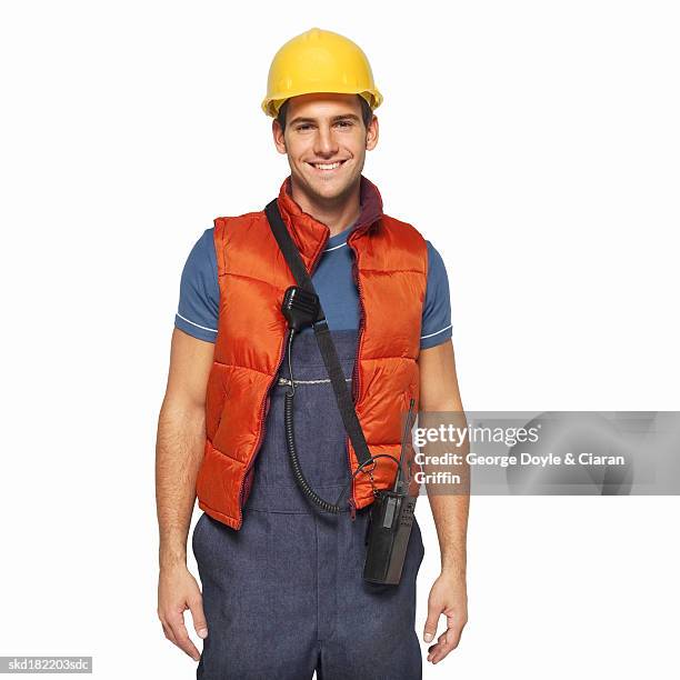 portrait of a construction worker - transceiver stock pictures, royalty-free photos & images