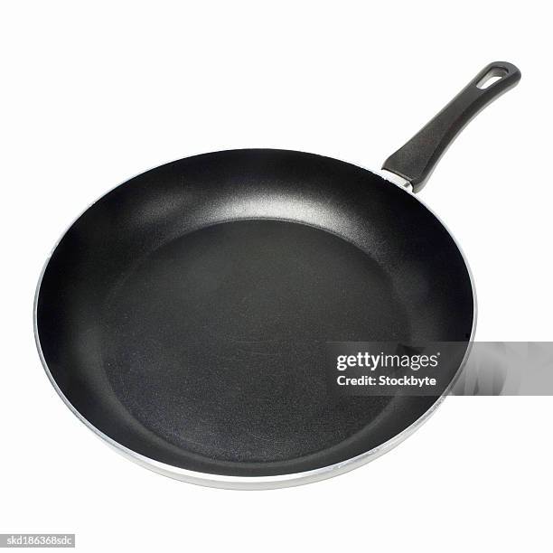 elevated view of a frying pan - pan stock-fotos und bilder