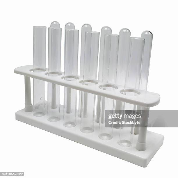 close up of test tubes and a rack - test tube rack stock pictures, royalty-free photos & images