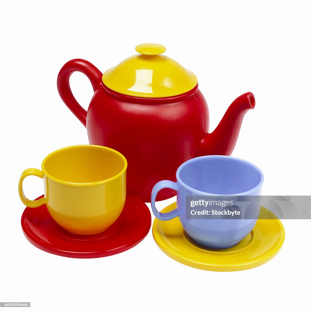 Close up of a toy tea set