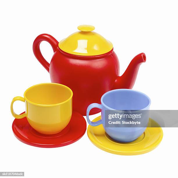 close up of a toy tea set - pour spout stock pictures, royalty-free photos & images