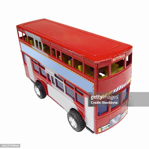 close up of a toy double-decker bus - decker stock pictures, royalty-free photos & images