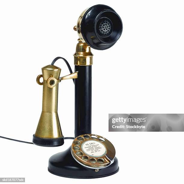 close up of a candlestick telephone - antique phone stock pictures, royalty-free photos & images