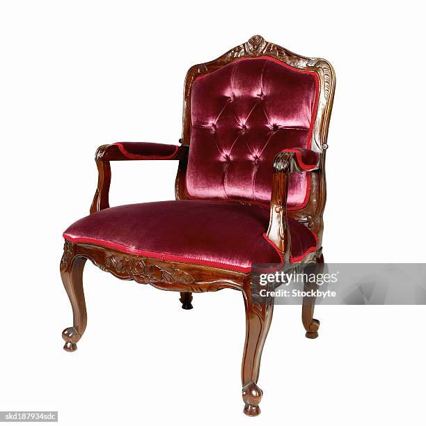 close up of an antique armchair - antique stockfoto's en -beelden