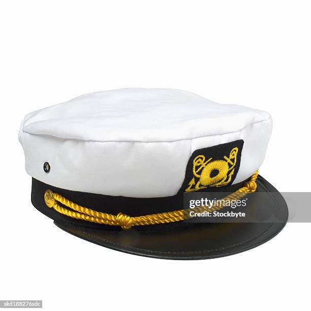 close up view of a captain's hat - chapéu de marinheiro imagens e fotografias de stock