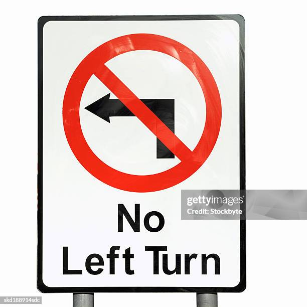 close up of a 'no left turn' sign - no stock pictures, royalty-free photos & images