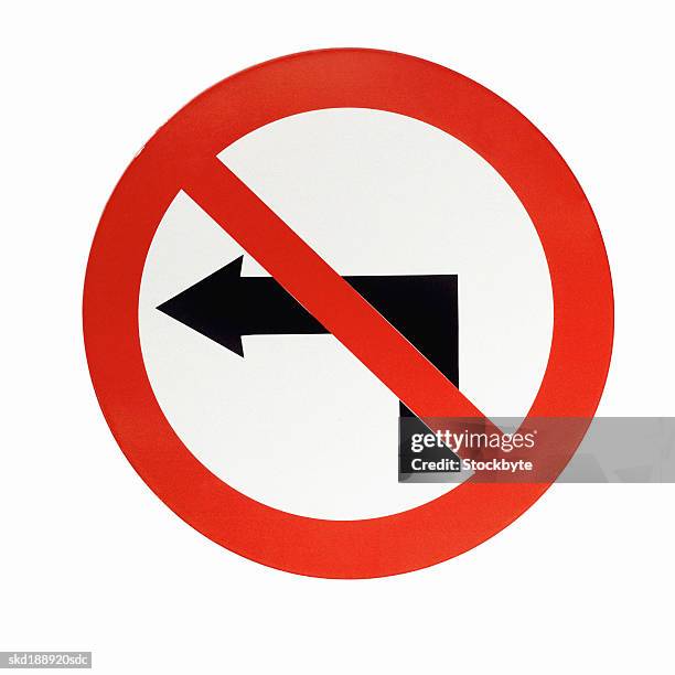 close up of a no left turn arrow sign - no stock pictures, royalty-free photos & images