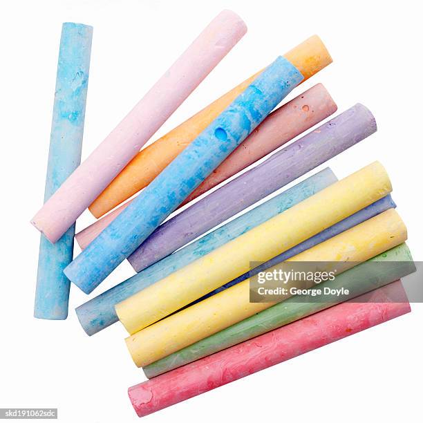 close up of a variety of colored chalk - variety foto e immagini stock