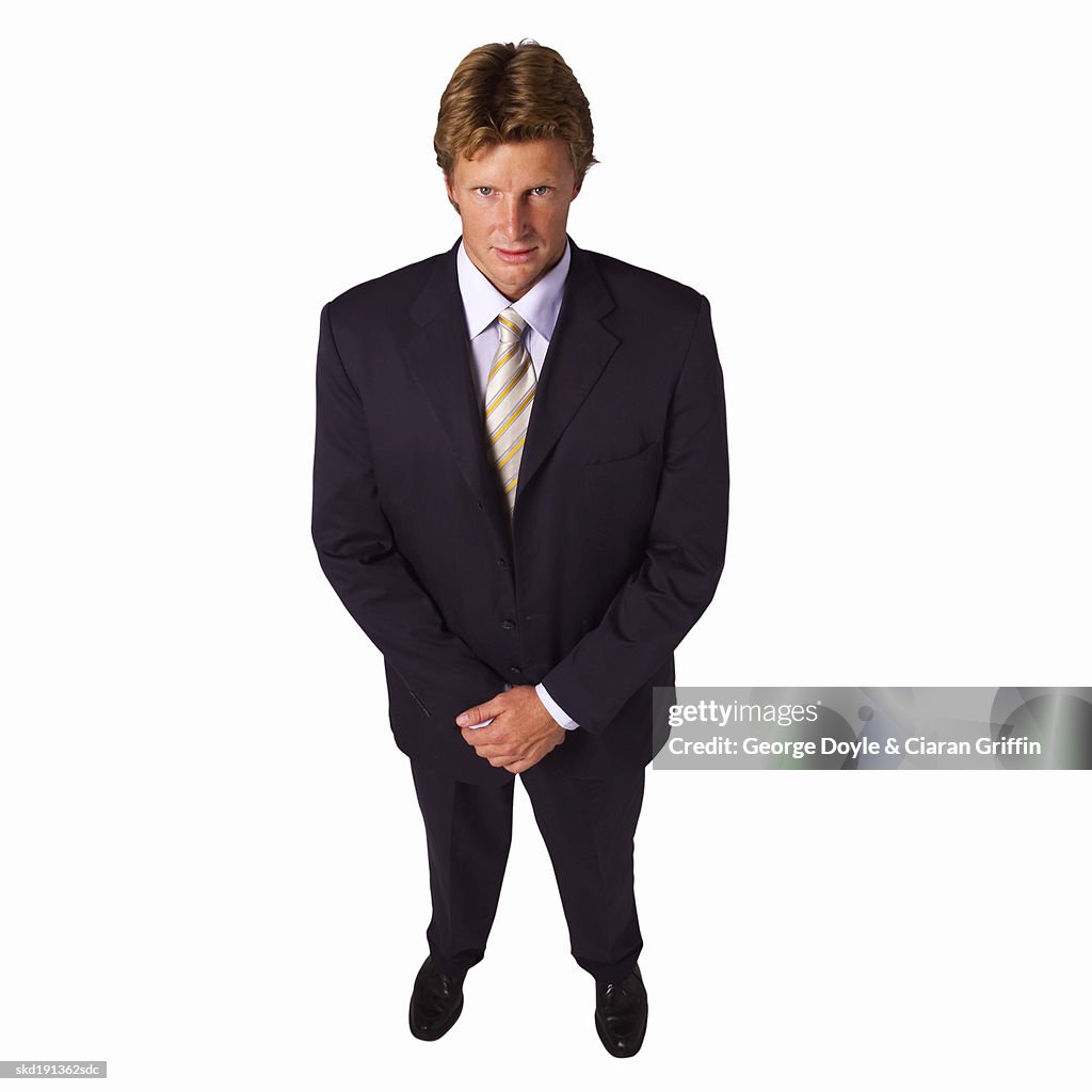 Elevated view of a businessman standing