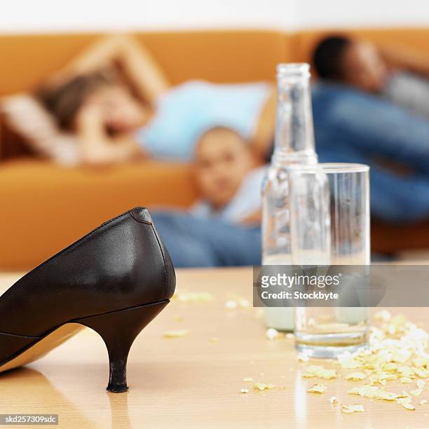 three young people sleeping after party - after stock pictures, royalty-free photos & images