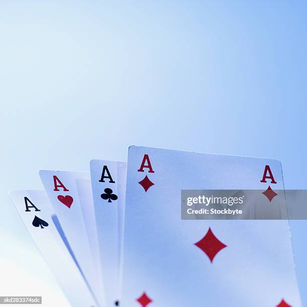 close-up of four ace cards - entertainment best pictures of the day january 05 2015 stockfoto's en -beelden