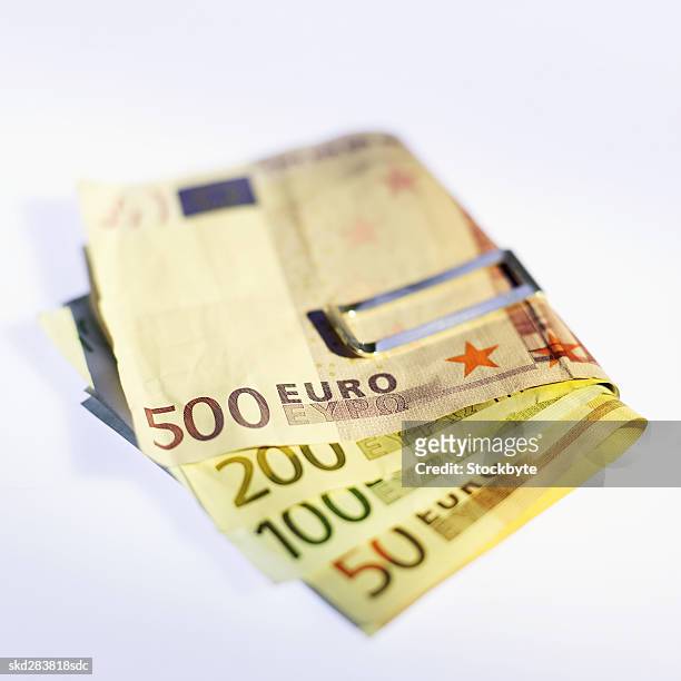 close-up of various euro notes - 50 euros stock-fotos und bilder