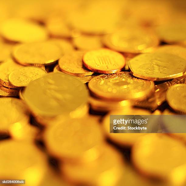 close-up of various u.k.. coins - two pound coin stock pictures, royalty-free photos & images