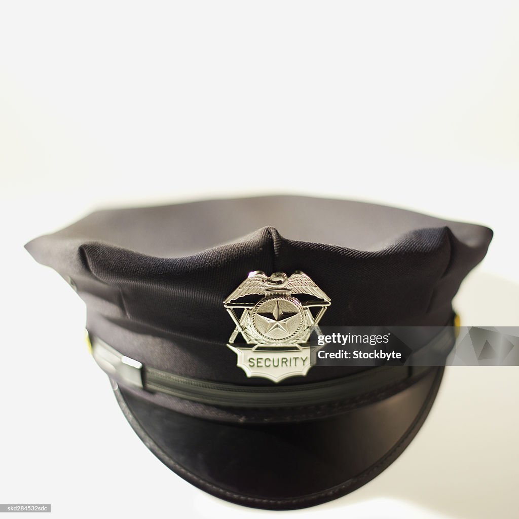 Close-up of police hat
