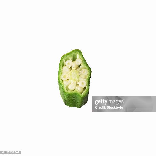 close-up of a slice of okra - slice stock pictures, royalty-free photos & images