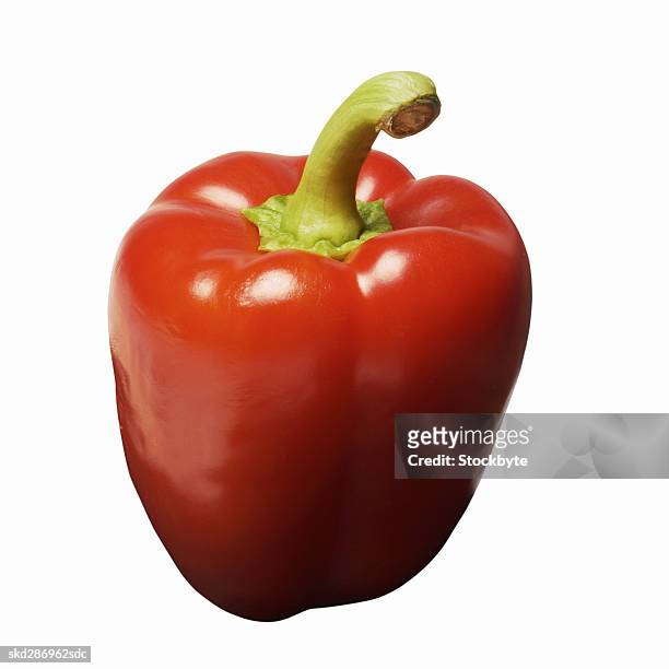 close-up of a red bell pepper - bell fotografías e imágenes de stock