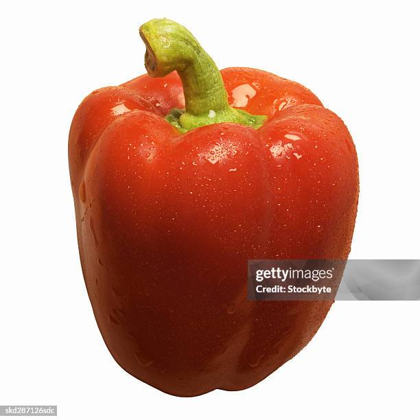 close-up of a red bell pepper - bell fotografías e imágenes de stock