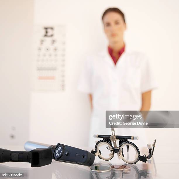 an opticians optical equipment - phoroptor stock pictures, royalty-free photos & images