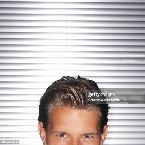 close-up high section of the top of a young man's head - top of head stock pictures, royalty-free photos & images