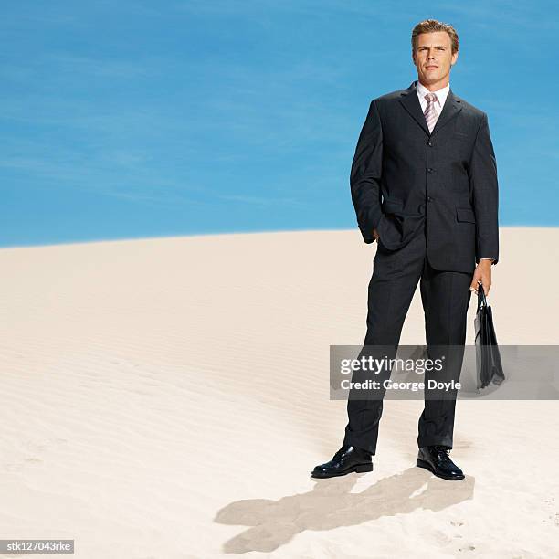 businessman standing in desert low angle view - busboys and poets peace ball voices of hope and resistance stockfoto's en -beelden