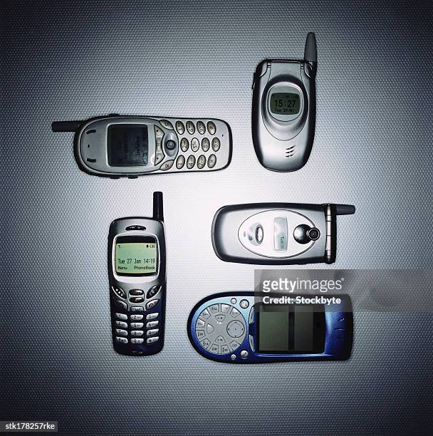 a variety of mobile phones - variety stockfoto's en -beelden