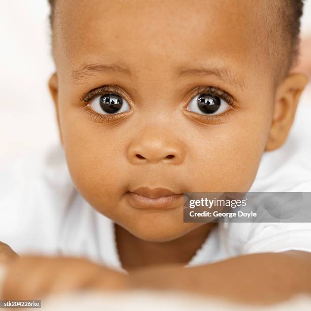 close up portrait of a baby (12-18 months) - only baby girls stock pictures, royalty-free photos & images