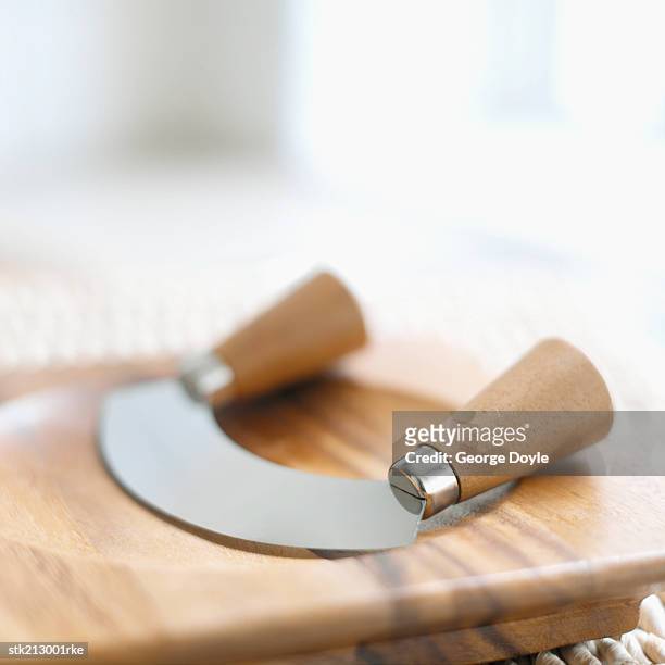 close up view of a mezzaluna - mincing knife stock pictures, royalty-free photos & images