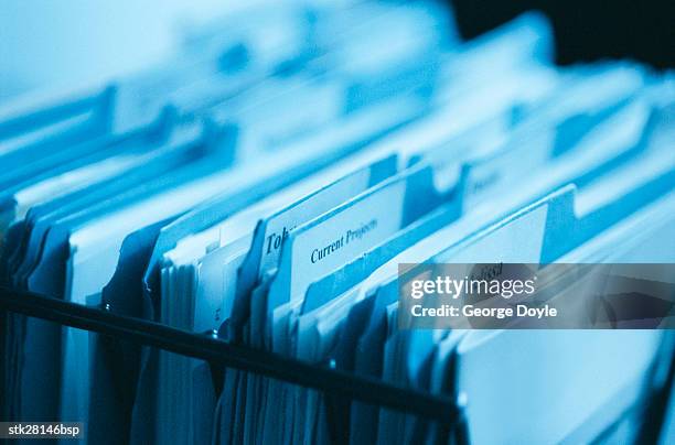 close-up of files in a filing cabinet - informational stock pictures, royalty-free photos & images