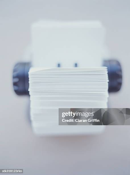 high angle view of a rotary address card file - card file stock-fotos und bilder