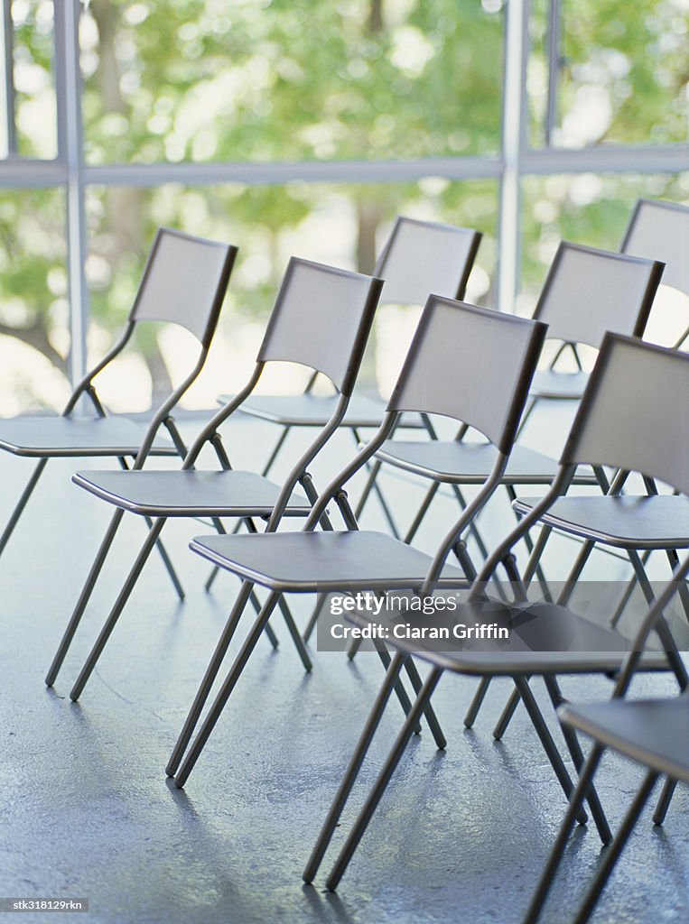 Metal chairs in an office